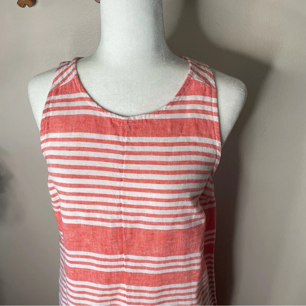 5/$25 Old Navy linen blend striped peach sheath dress - Picture 2 of 7